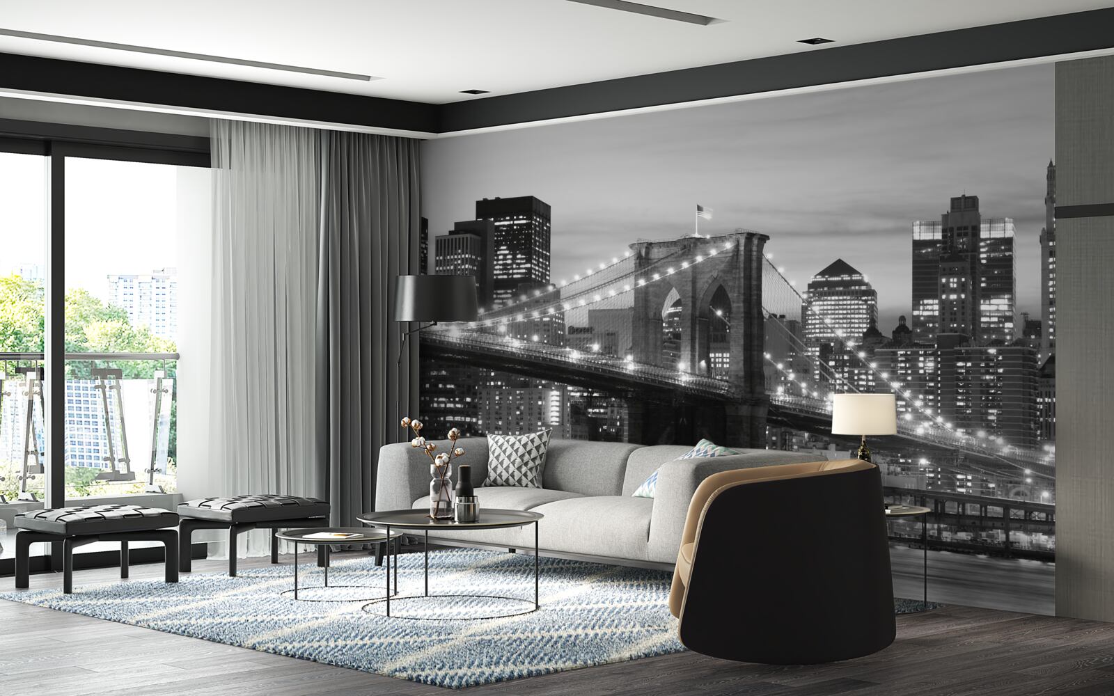 Фотошпалери Бруклінський міст у чорно-білих тонах