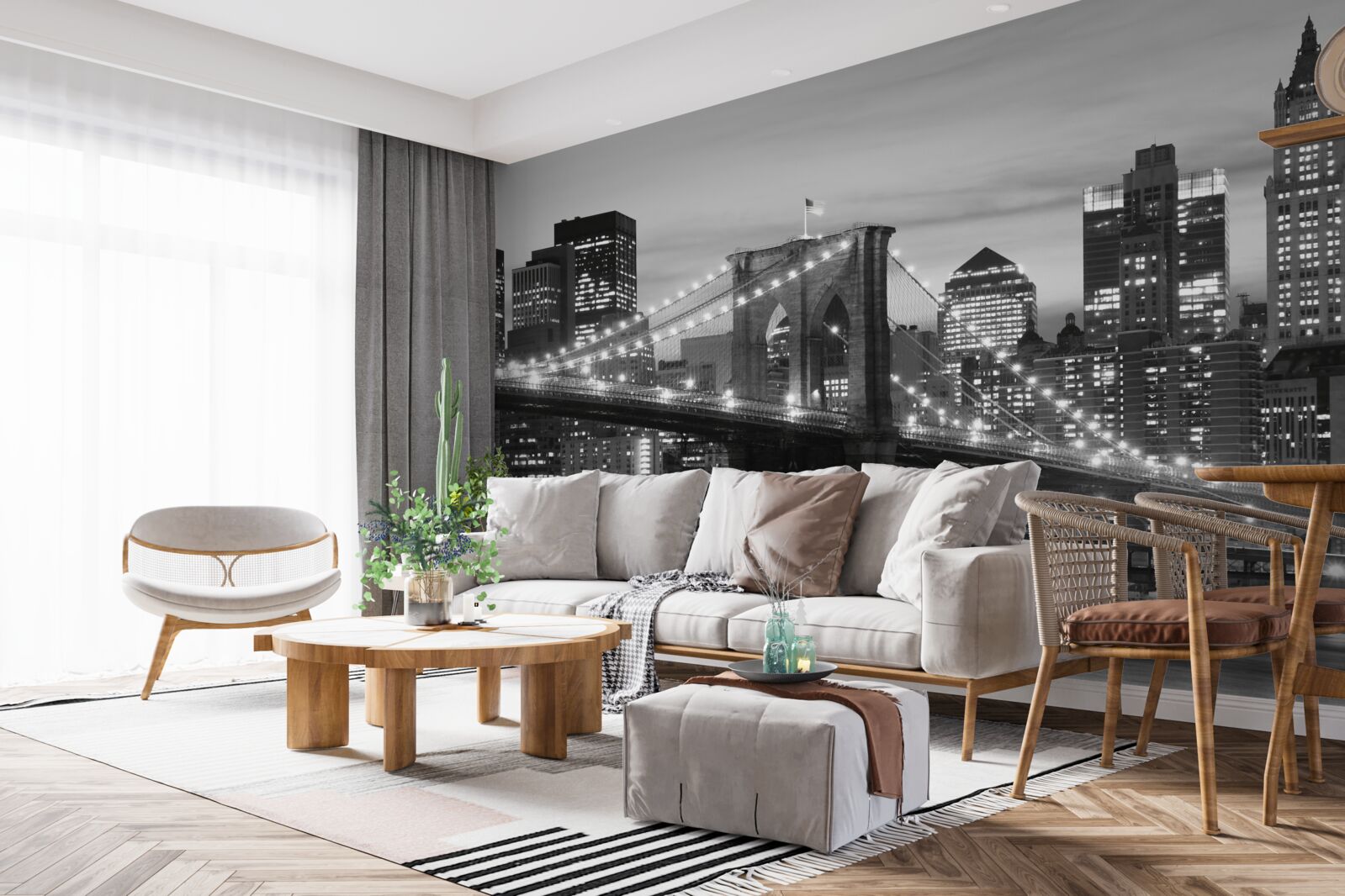 Фотошпалери Бруклінський міст у чорно-білих тонах