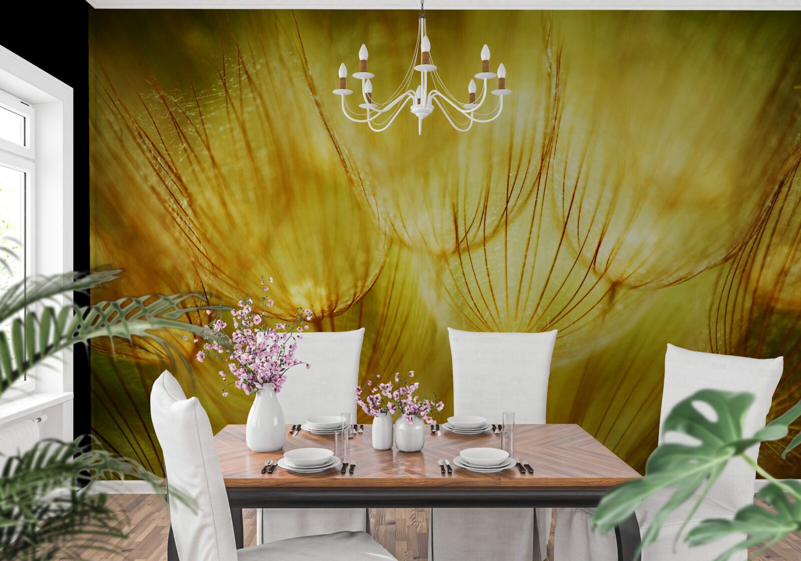 Фотошпалери серце кульбаби, позолочене