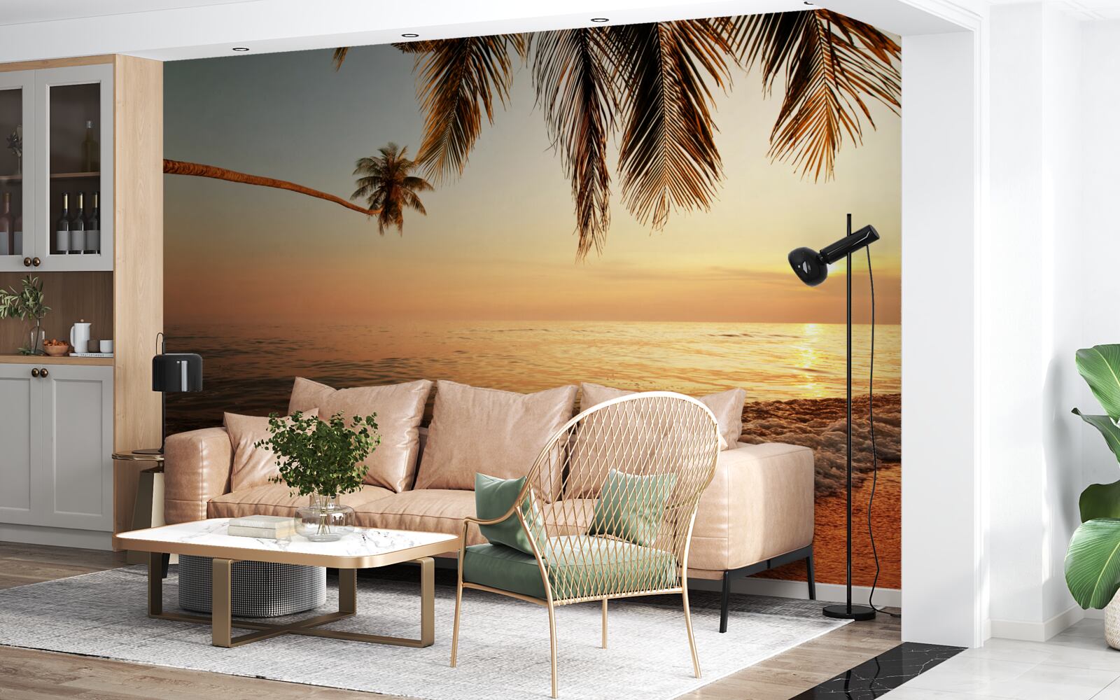 Фотошпалери тропічний острів на заході сонця