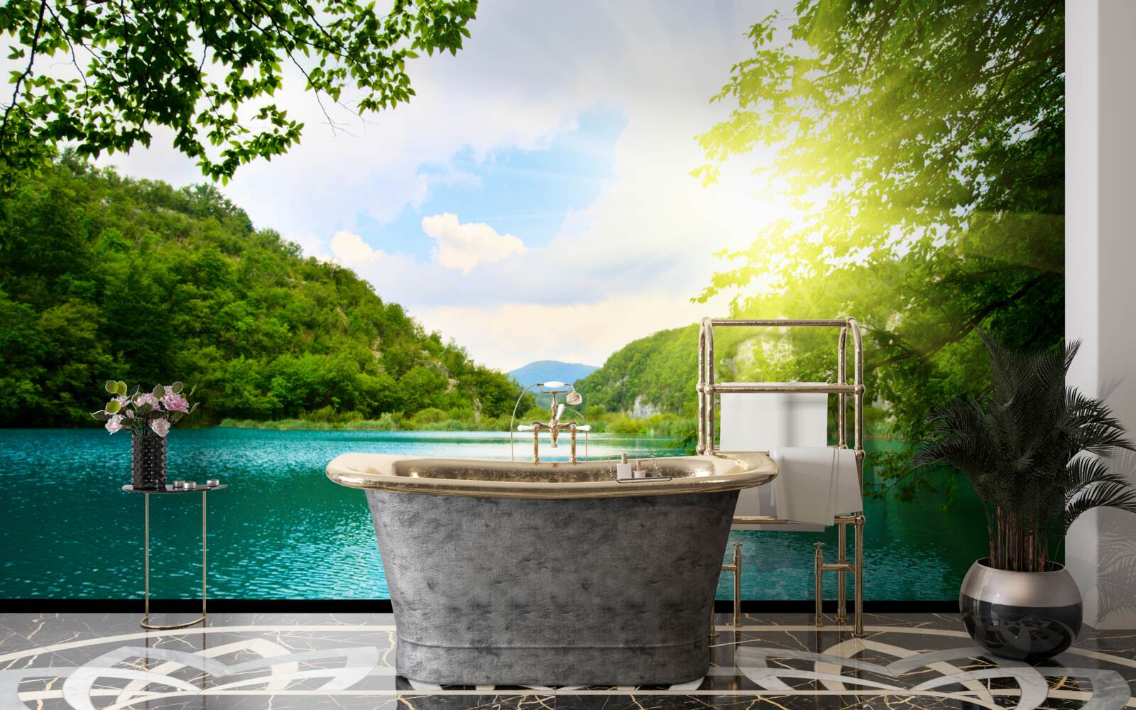 Фотошпалери схід сонця над поверхнею води