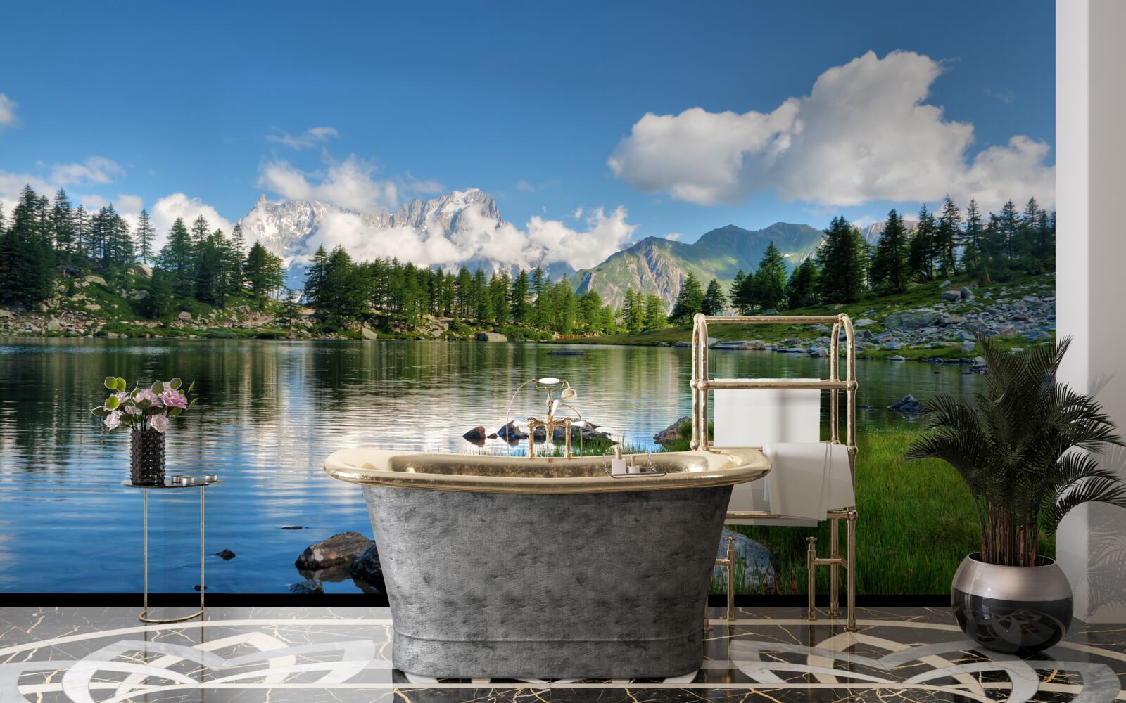 Фотошпалери літній смак тихої гірської річки