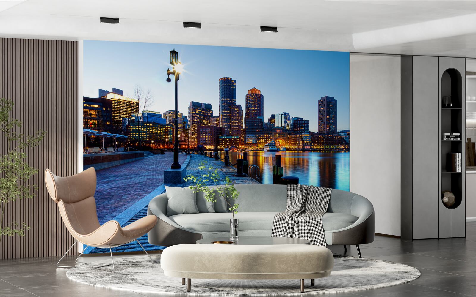 Фотошпалери захід сонця на безлюдному пірсі