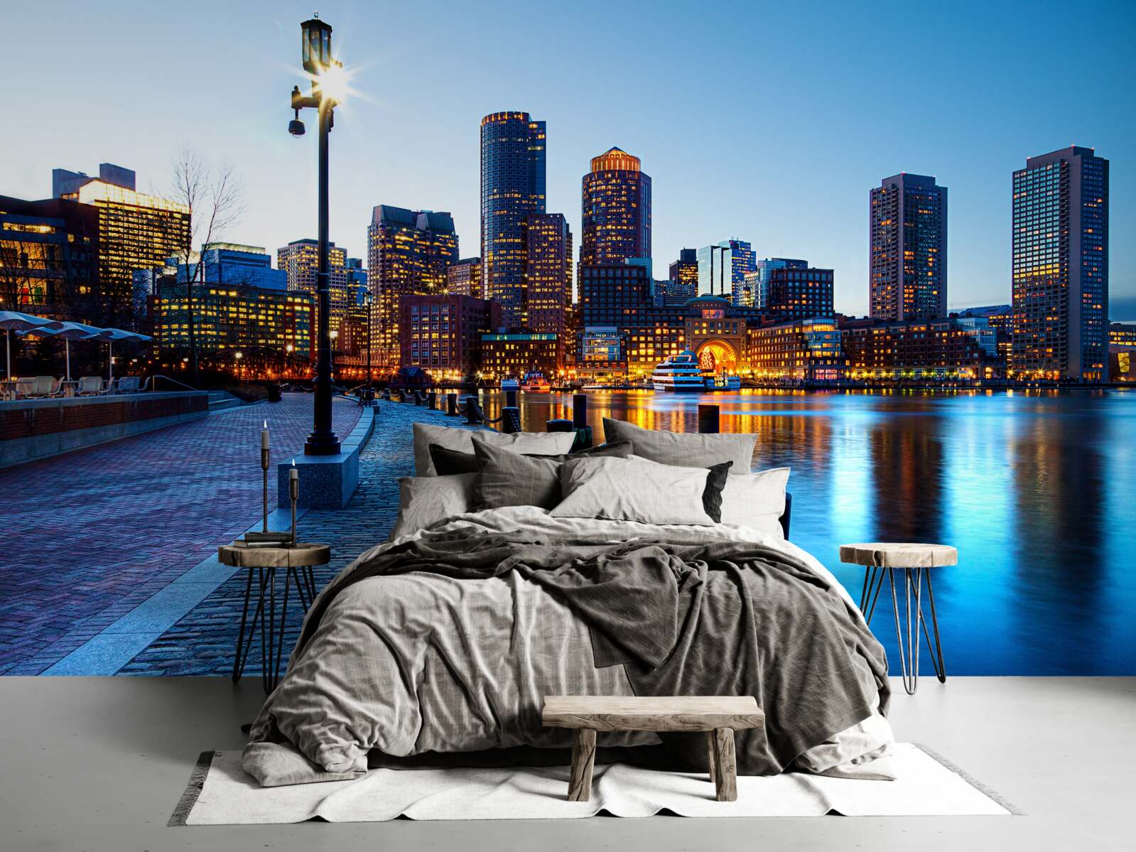 Фотошпалери захід сонця на безлюдному пірсі