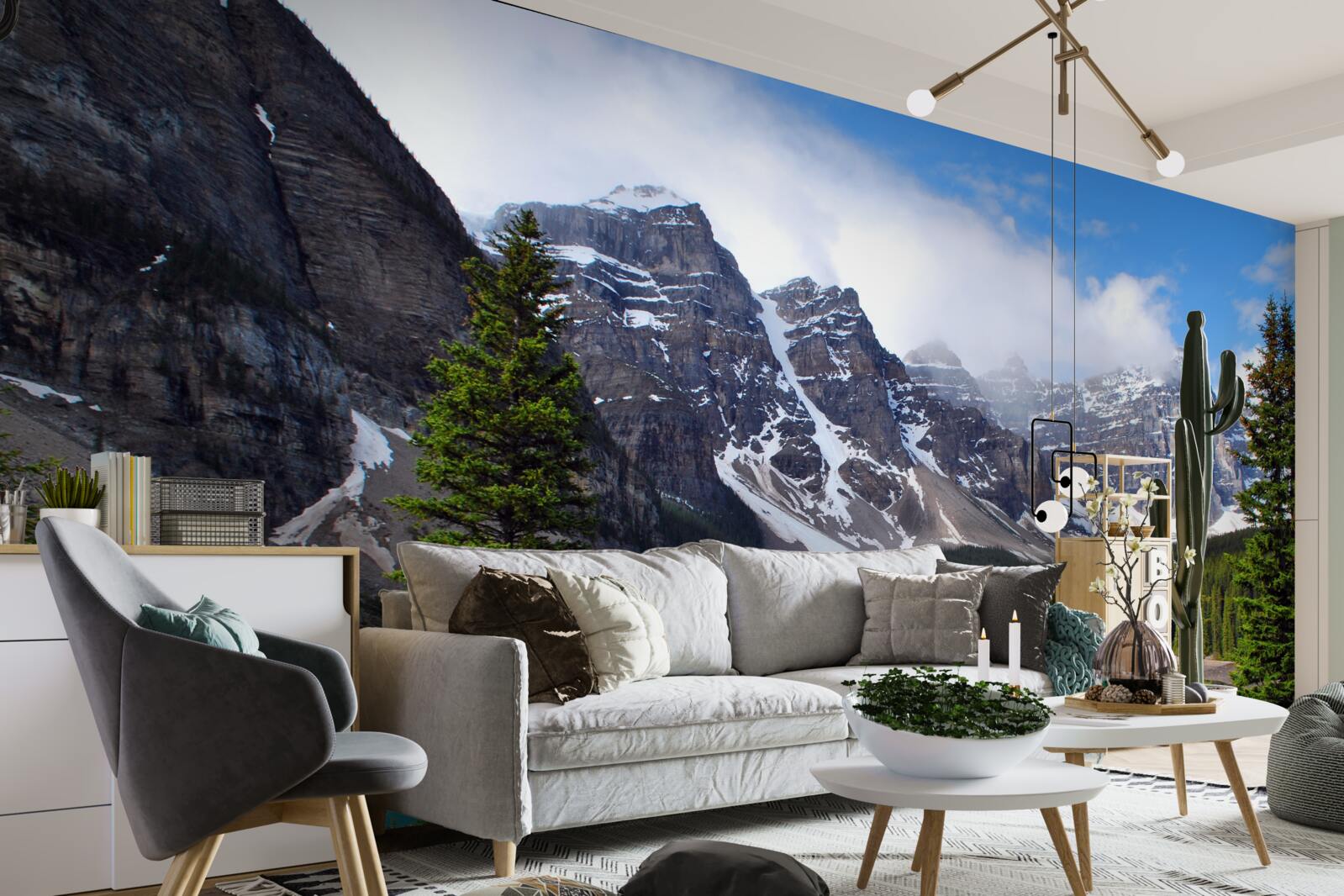 Фотошпалери озеро з блакитною водою біля підніжжя гірських вершин