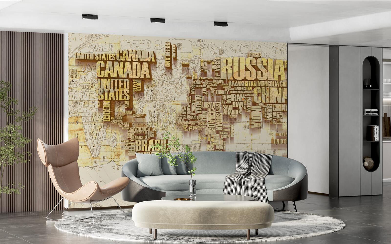 Фотошпалери глобус складається з назв країн