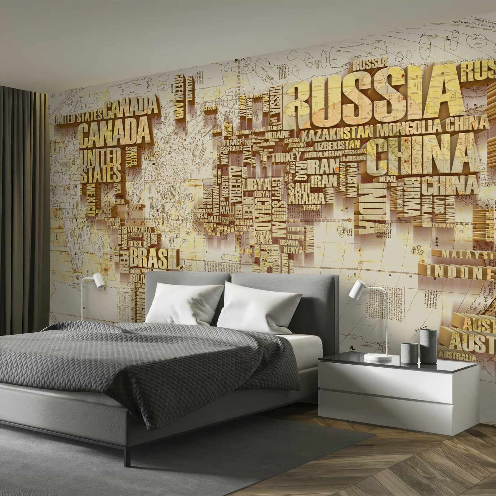 Фотошпалери глобус складається з назв країн