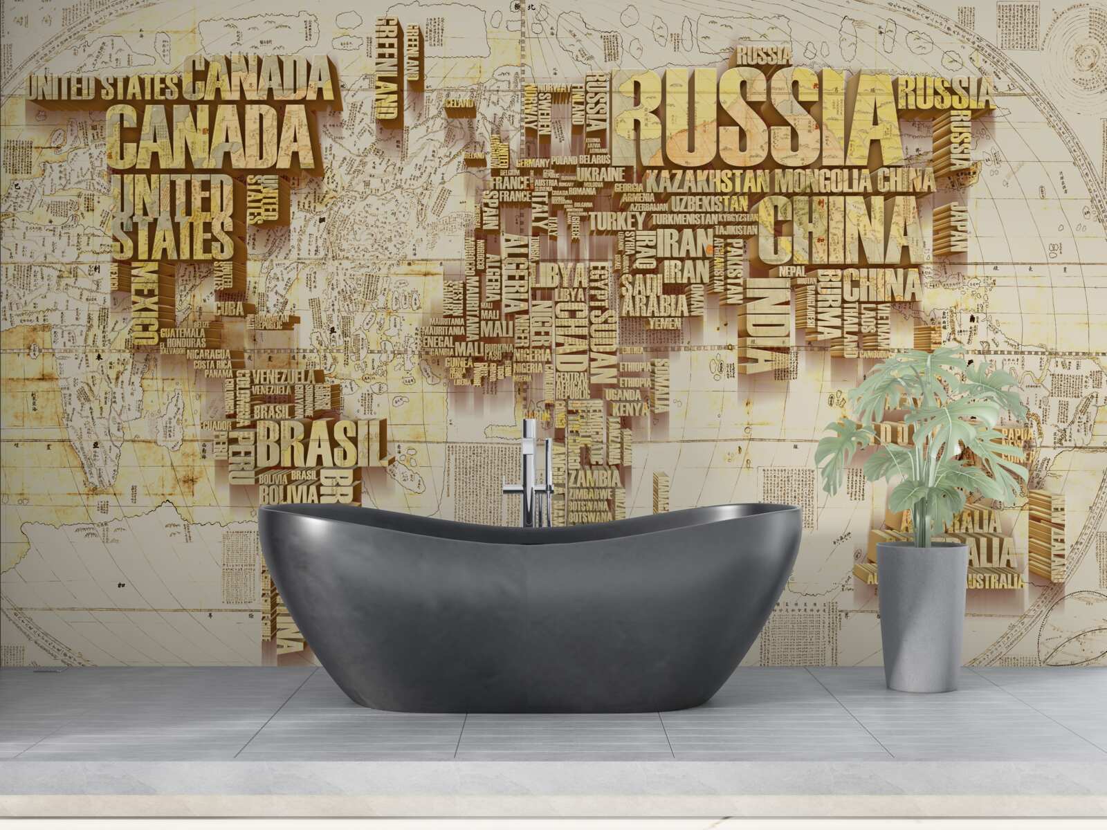 Фотошпалери глобус складається з назв країн
