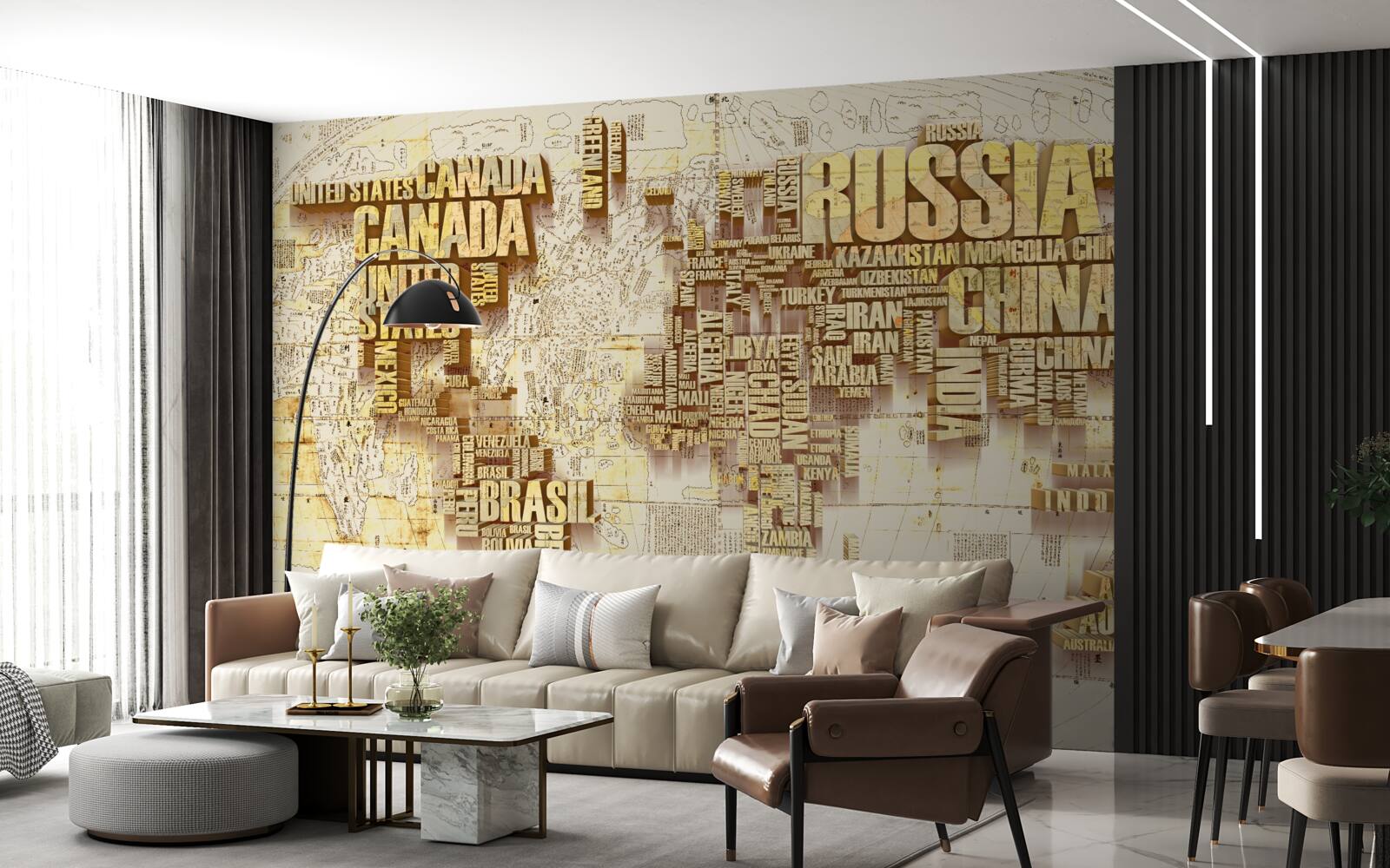 Фотошпалери глобус складається з назв країн