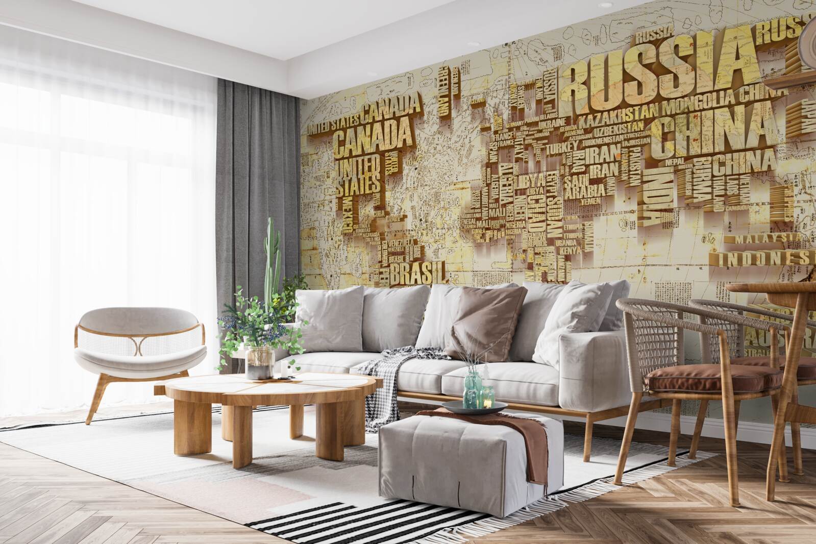 Фотошпалери глобус складається з назв країн