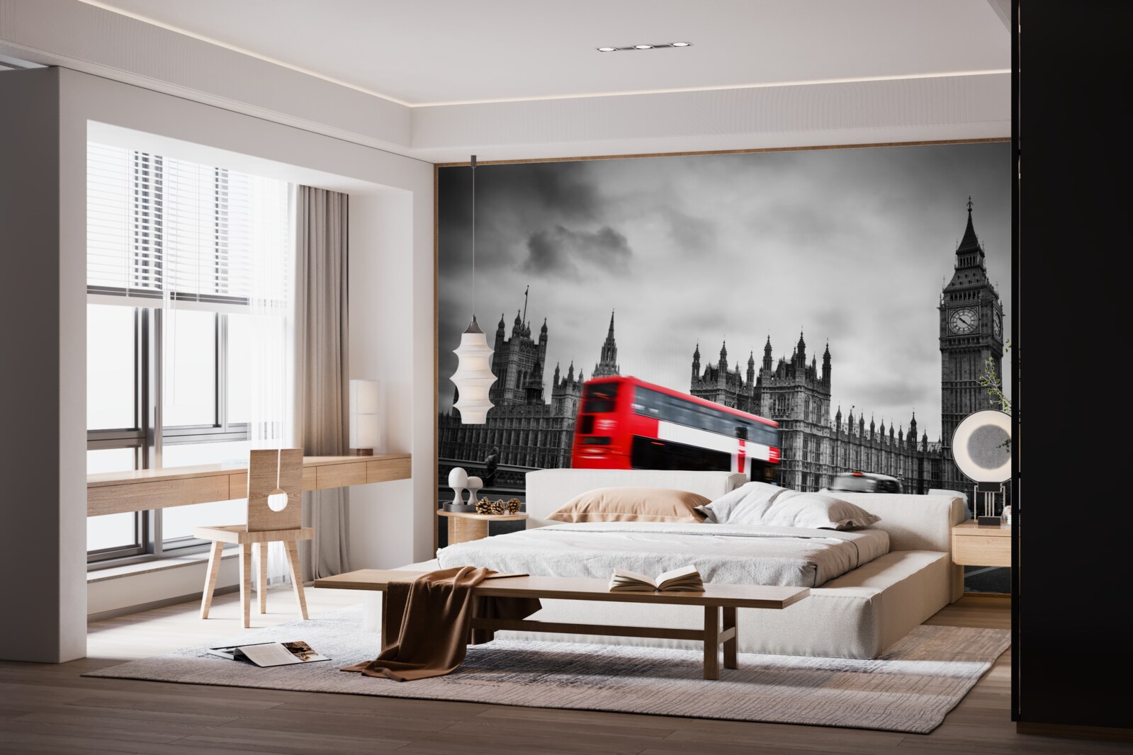 Фотошпалери лондонський автобус на дорозі