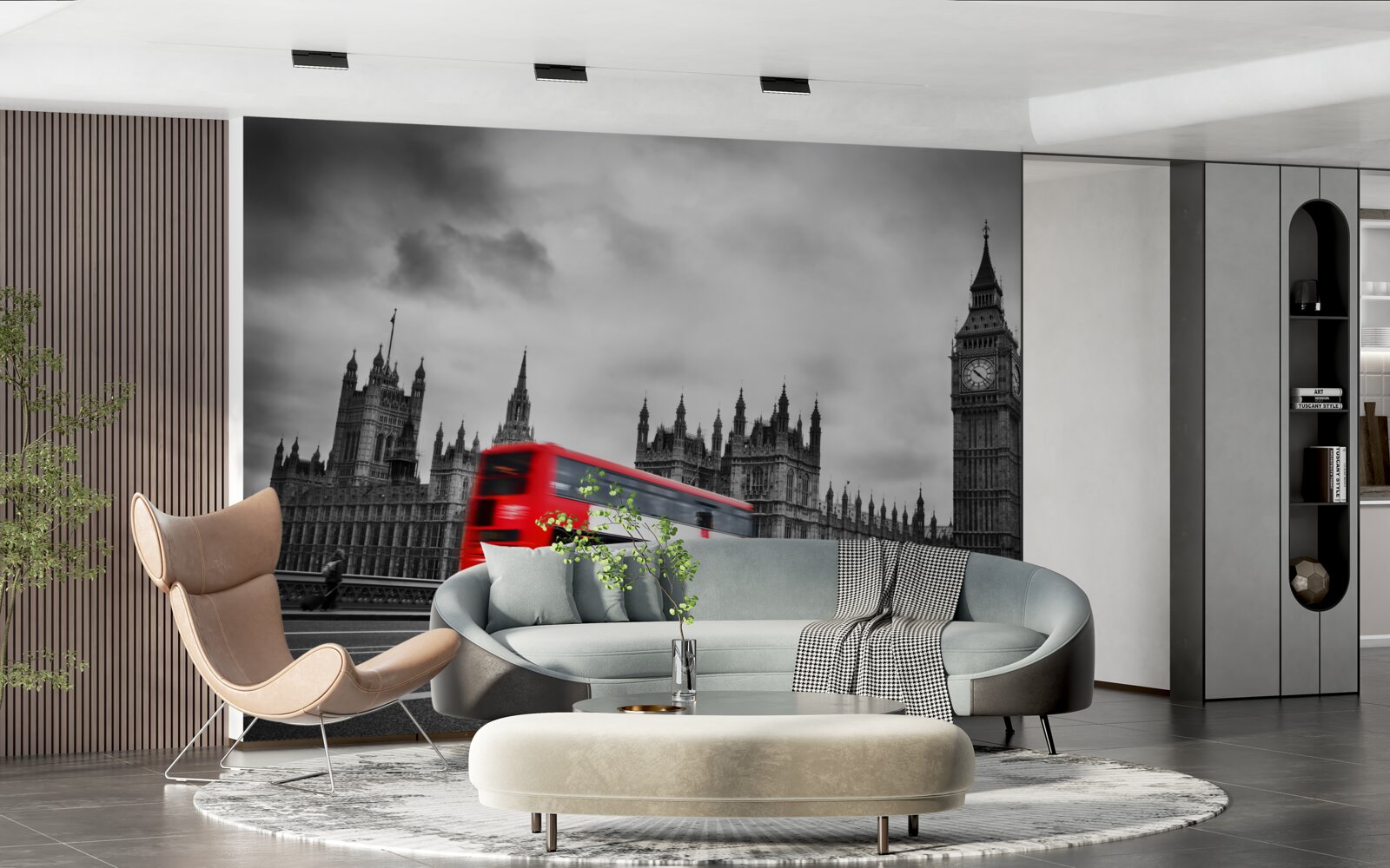 Фотошпалери лондонський автобус на дорозі