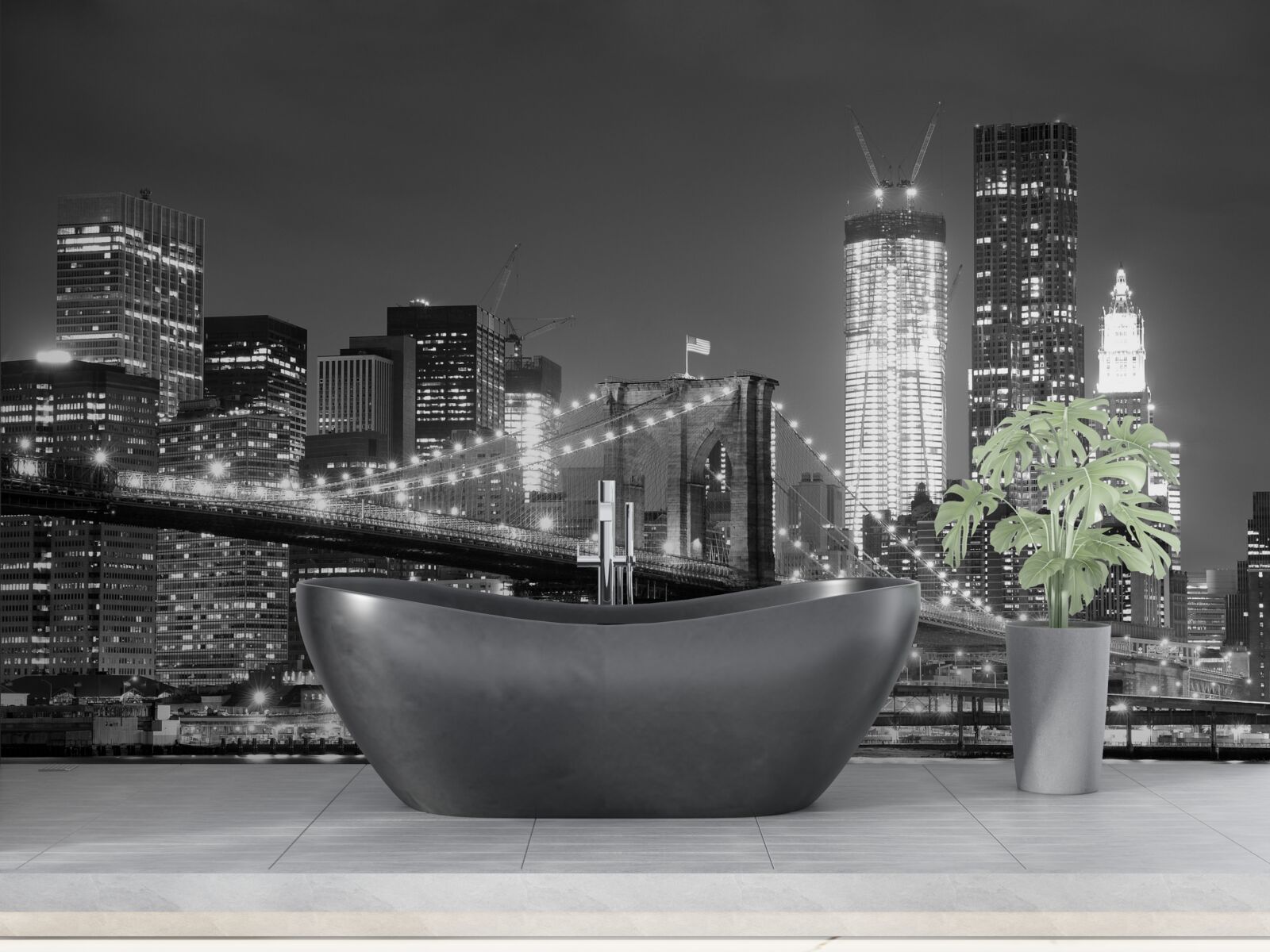 Фотошпалери Бруклінський міст у чорно-білих тонах