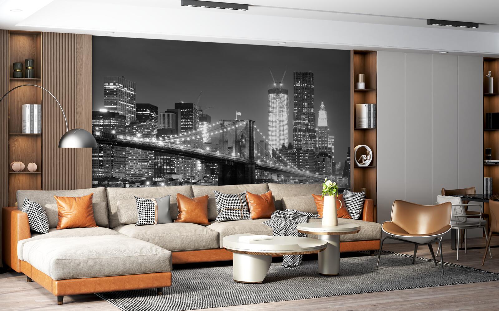 Фотошпалери Бруклінський міст у чорно-білих тонах