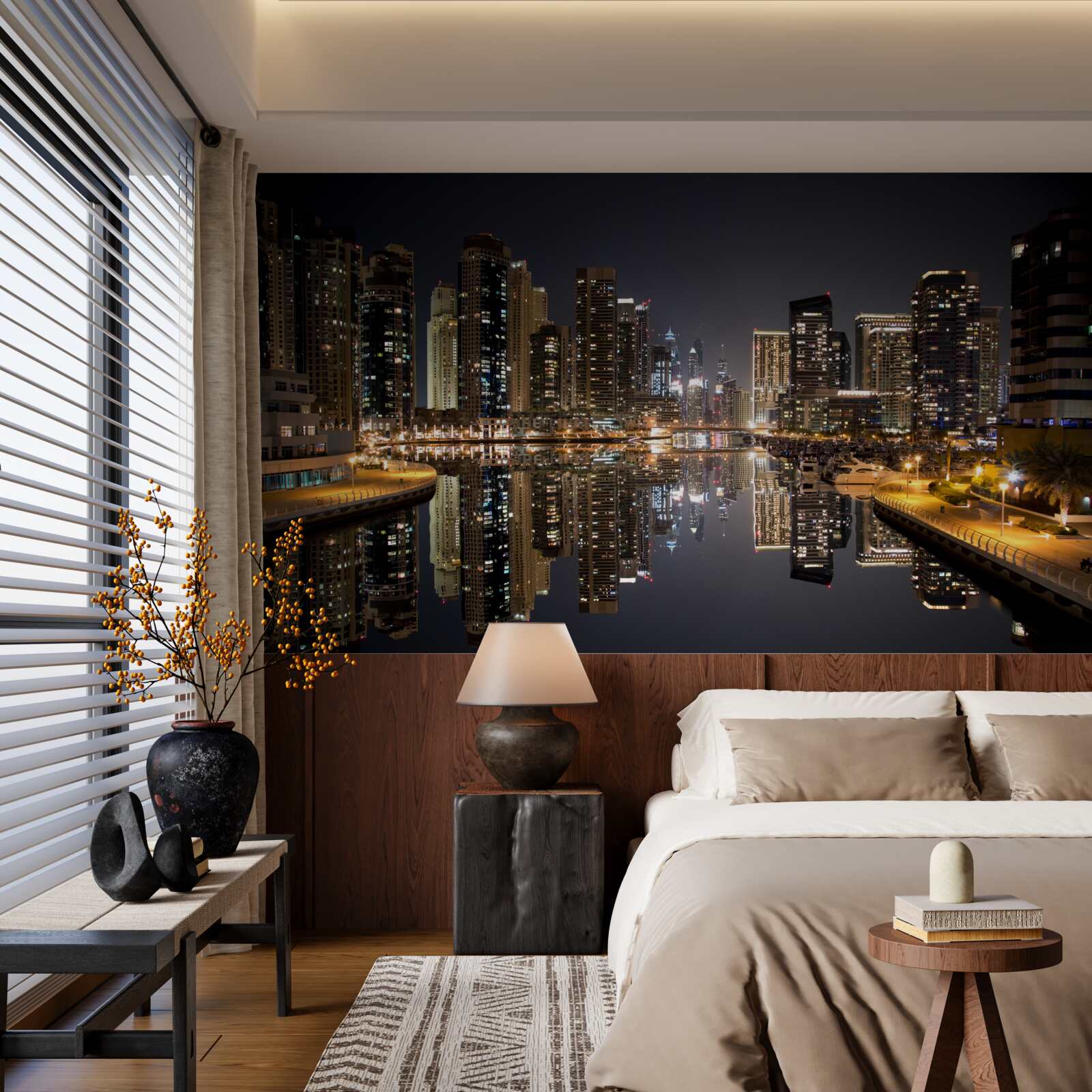 Фотошпалери відображення хмарочосів у воді