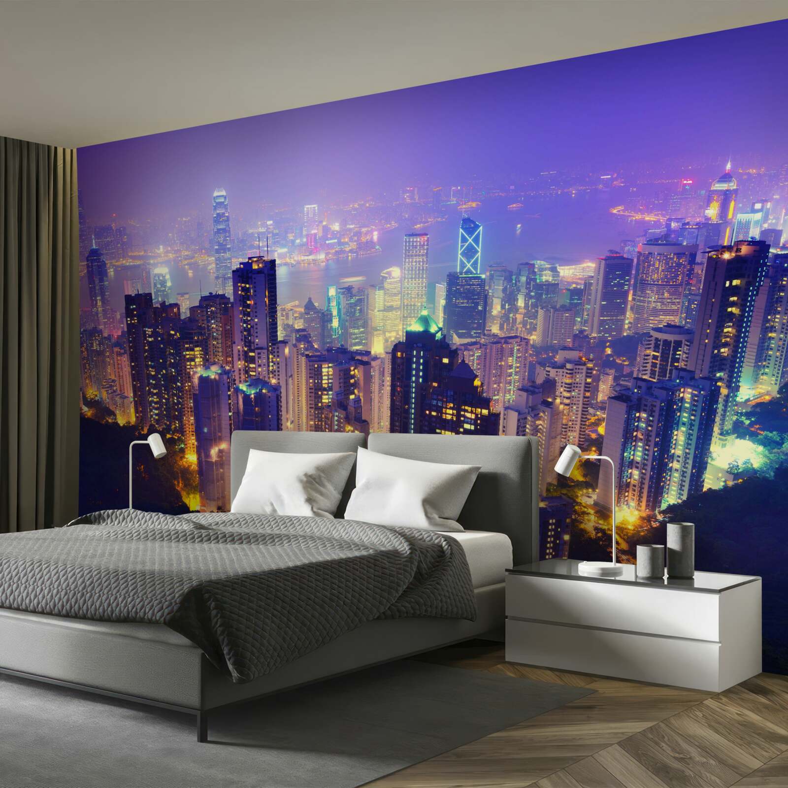 Фотошпалери нічний гонконг має приголомшливий горизонт