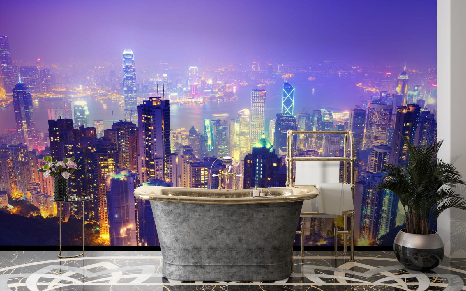 Фотошпалери нічний гонконг має приголомшливий горизонт