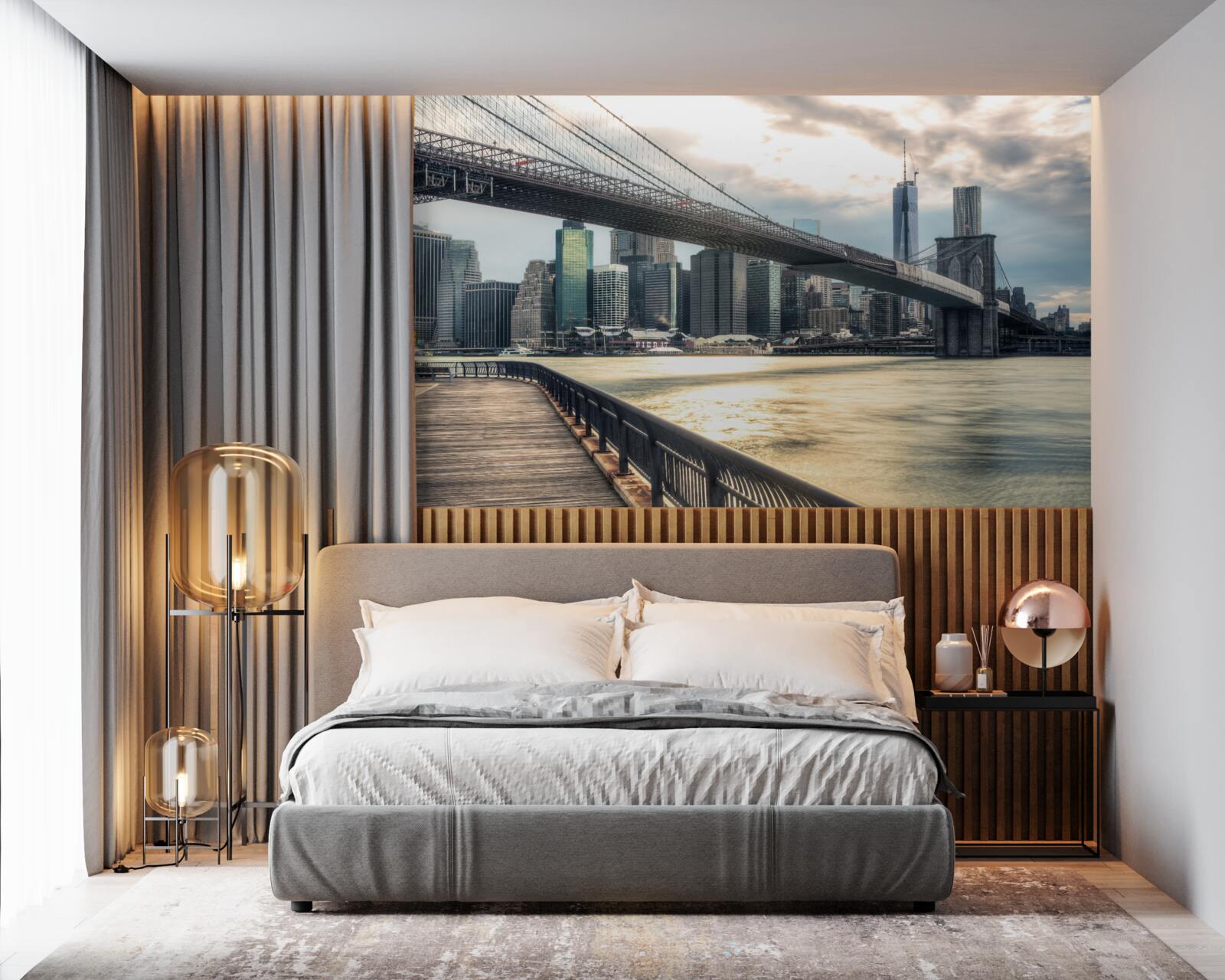 Фотошпалери набережна під бруклінським мостом