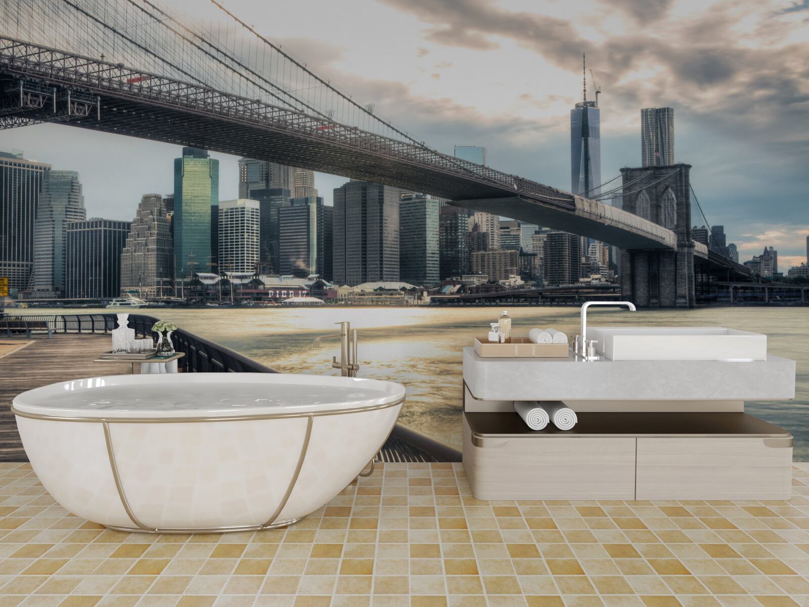 Фотошпалери набережна під бруклінським мостом