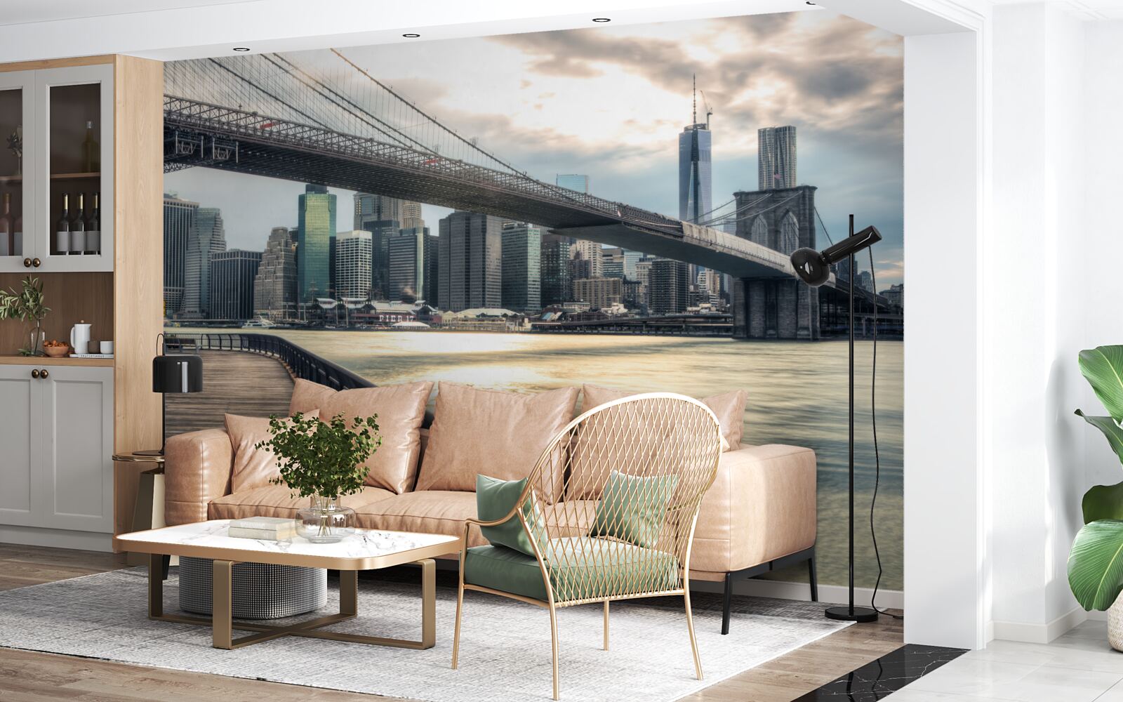 Фотошпалери набережна під бруклінським мостом