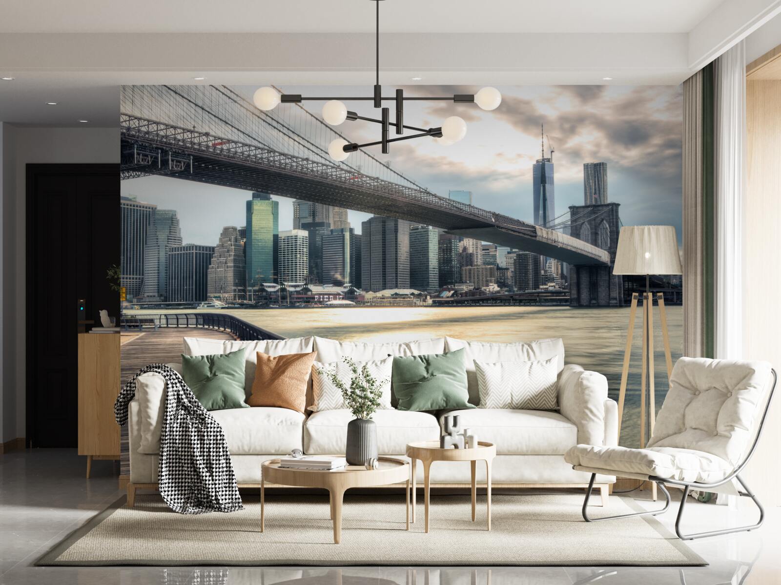 Фотошпалери набережна під бруклінським мостом