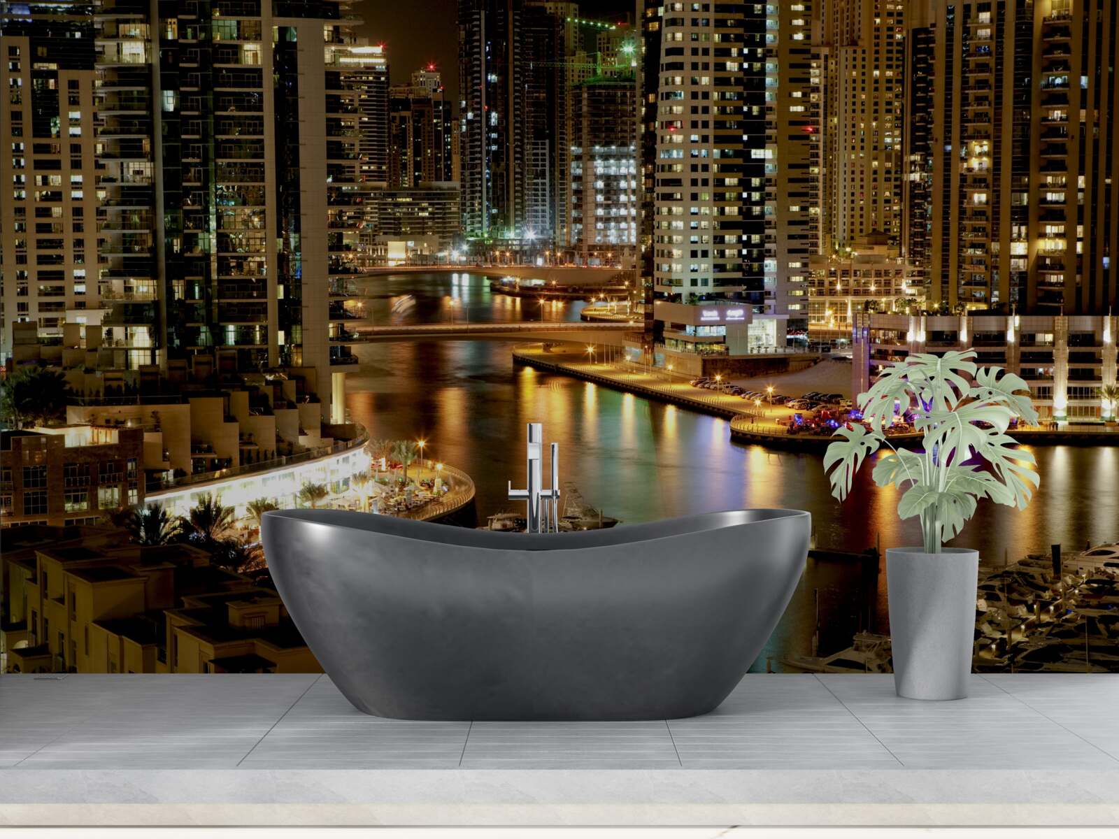 Фотошпалери нічний причал з човнами