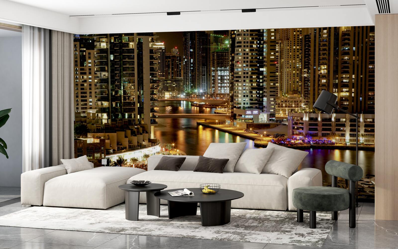 Фотошпалери нічний причал з човнами