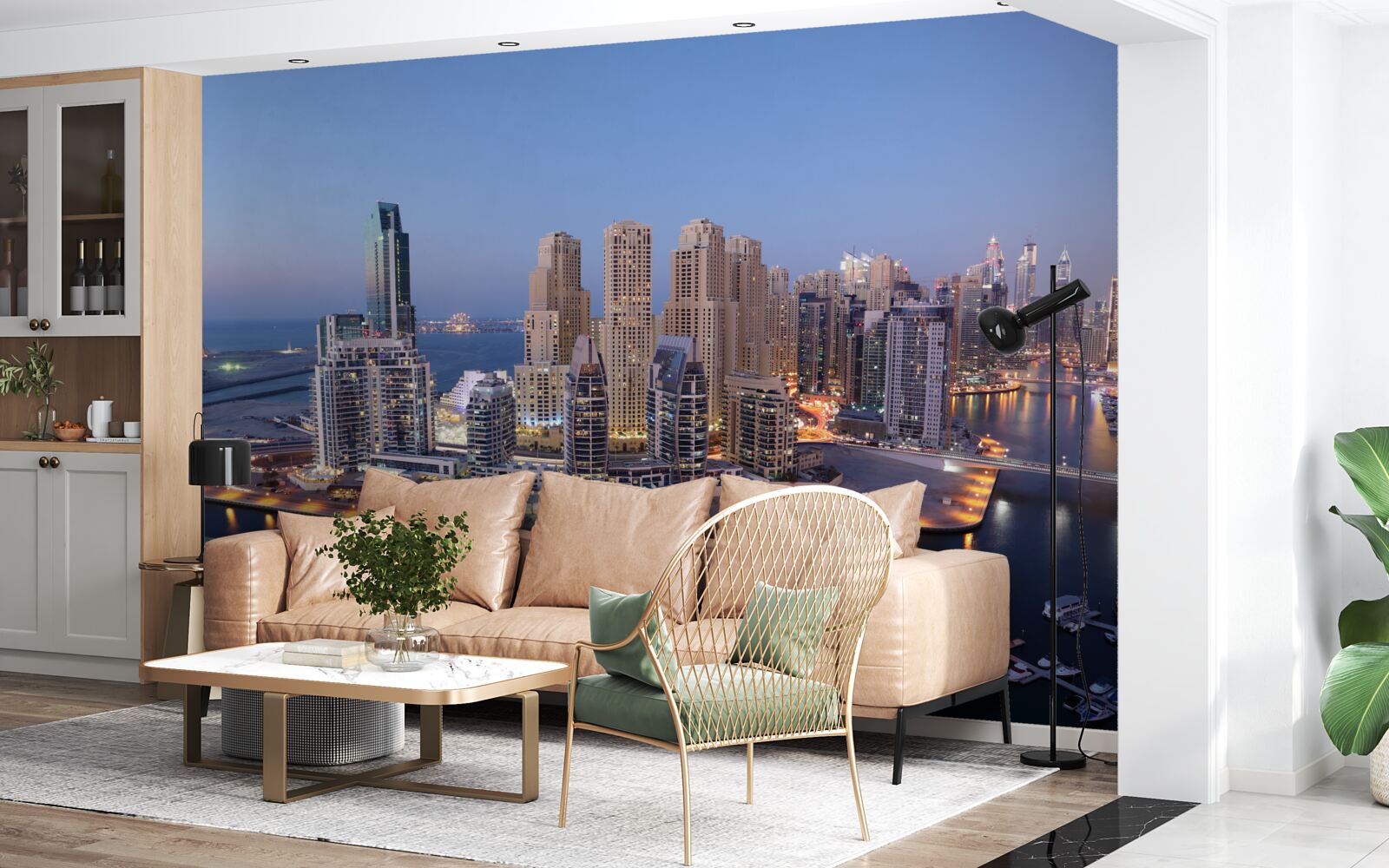 Фотошпалери захід сонця над дубаєм