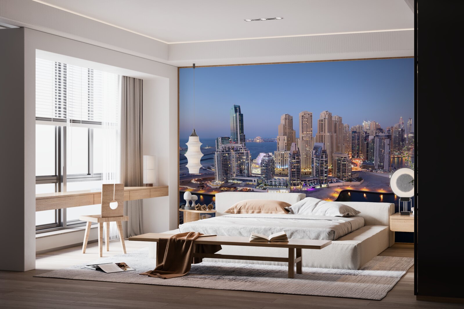 Фотошпалери захід сонця над дубаєм