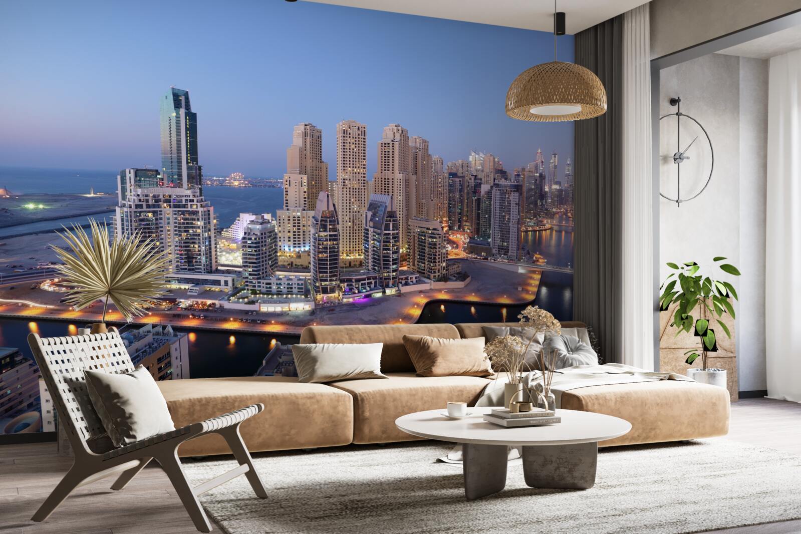 Фотошпалери захід сонця над дубаєм