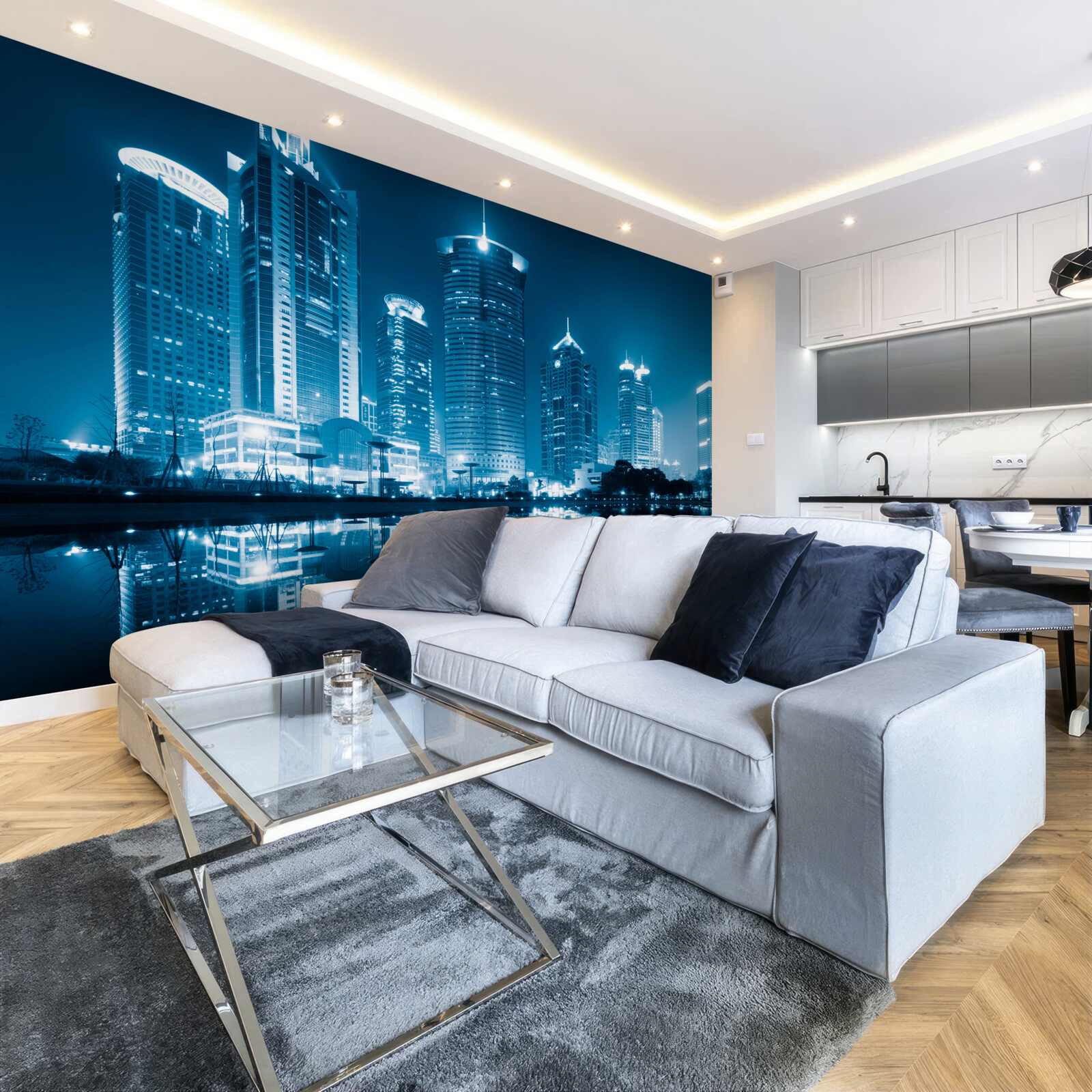 Фотошпалери нічний шанхай у світлі ліхтарів