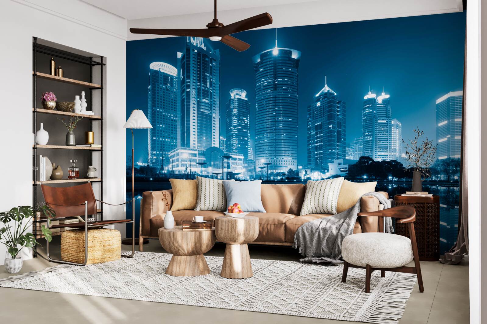 Фотошпалери нічний шанхай у світлі ліхтарів