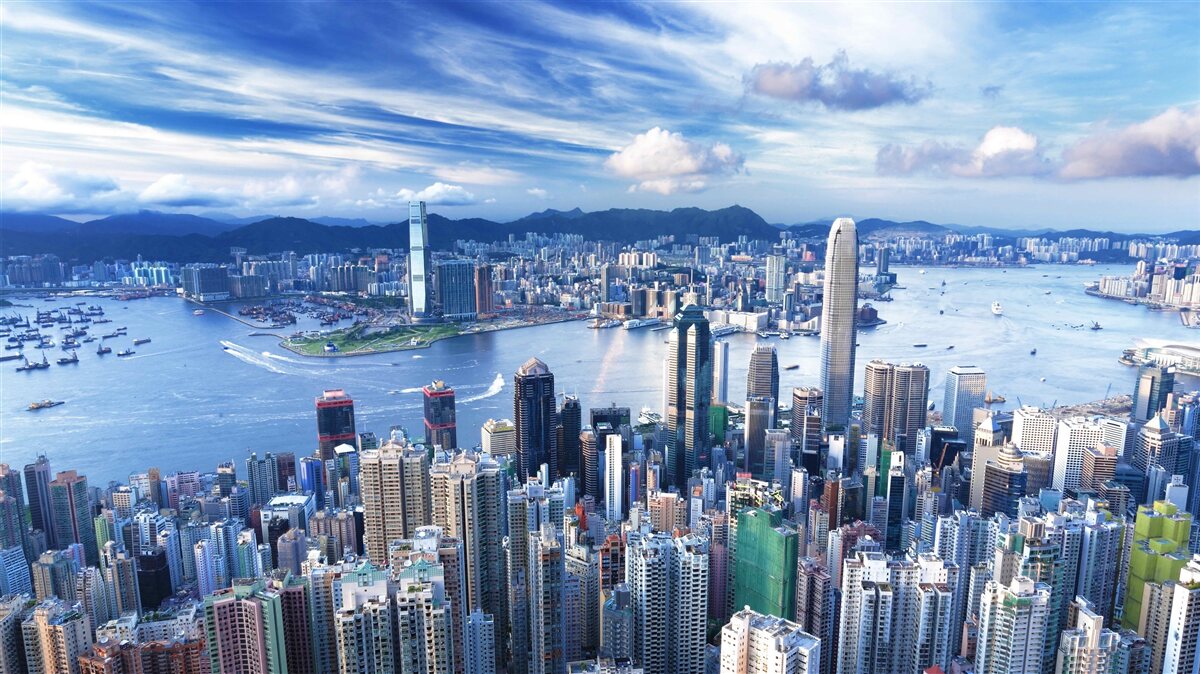 Фотошпалери хмарочоси в гавані вікторії