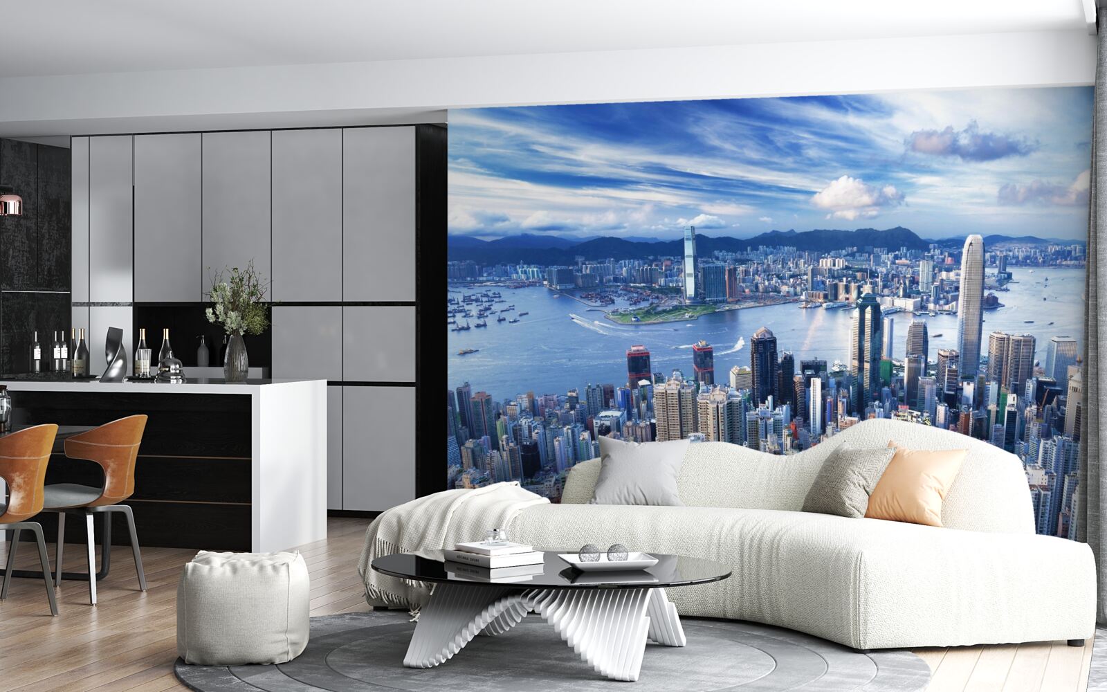 Фотошпалери хмарочоси в гавані вікторії