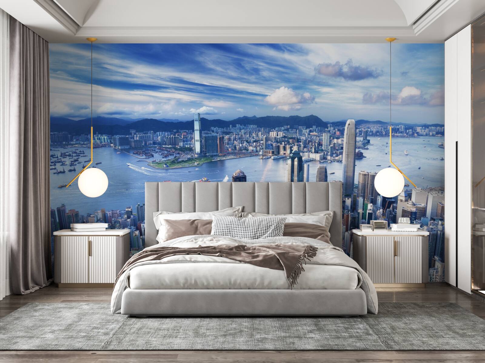 Фотошпалери хмарочоси в гавані вікторії