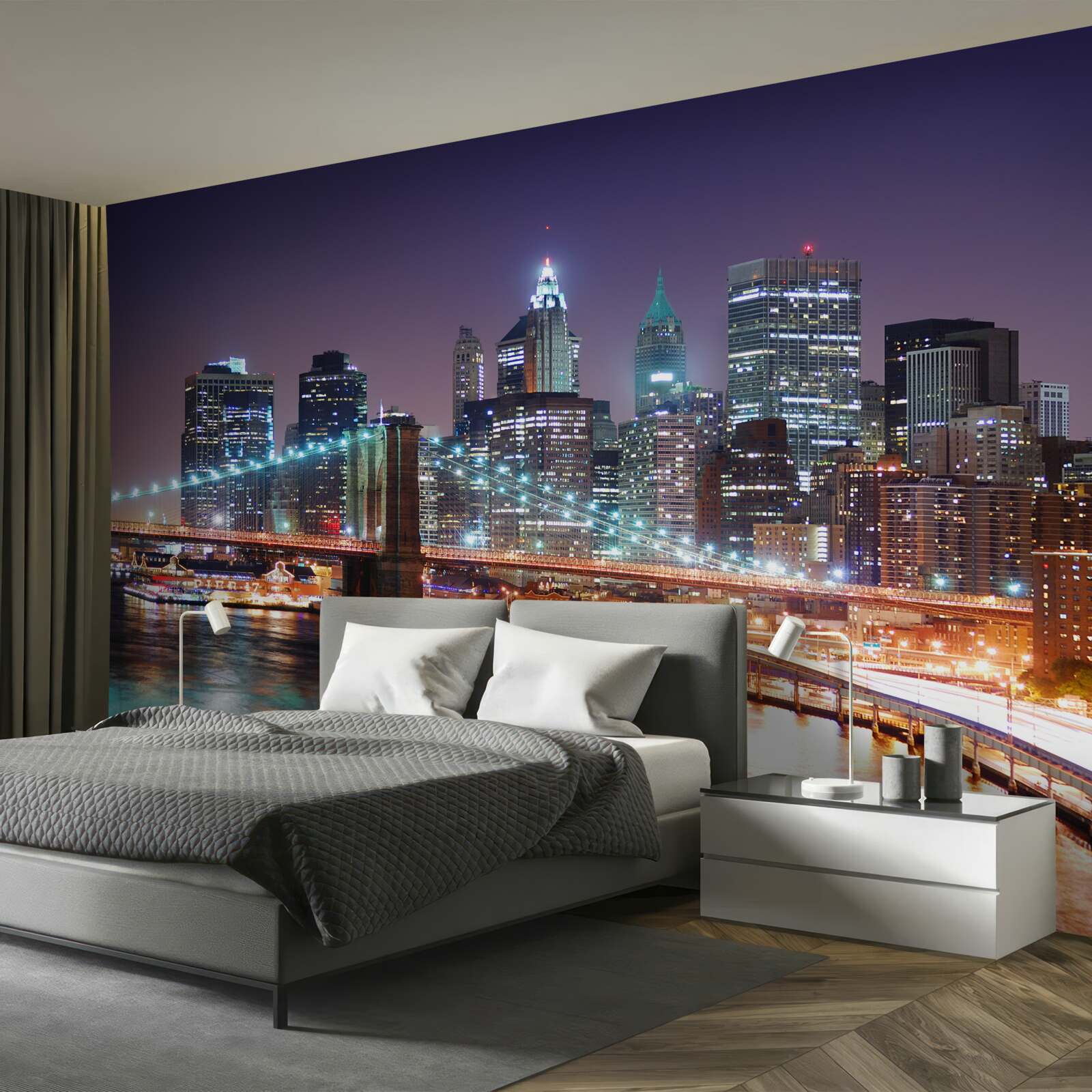 Фотошпалери Бруклінський міст у нічному горизонті