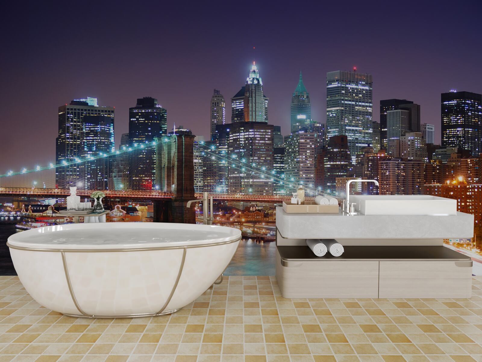 Фотошпалери Бруклінський міст у нічному горизонті