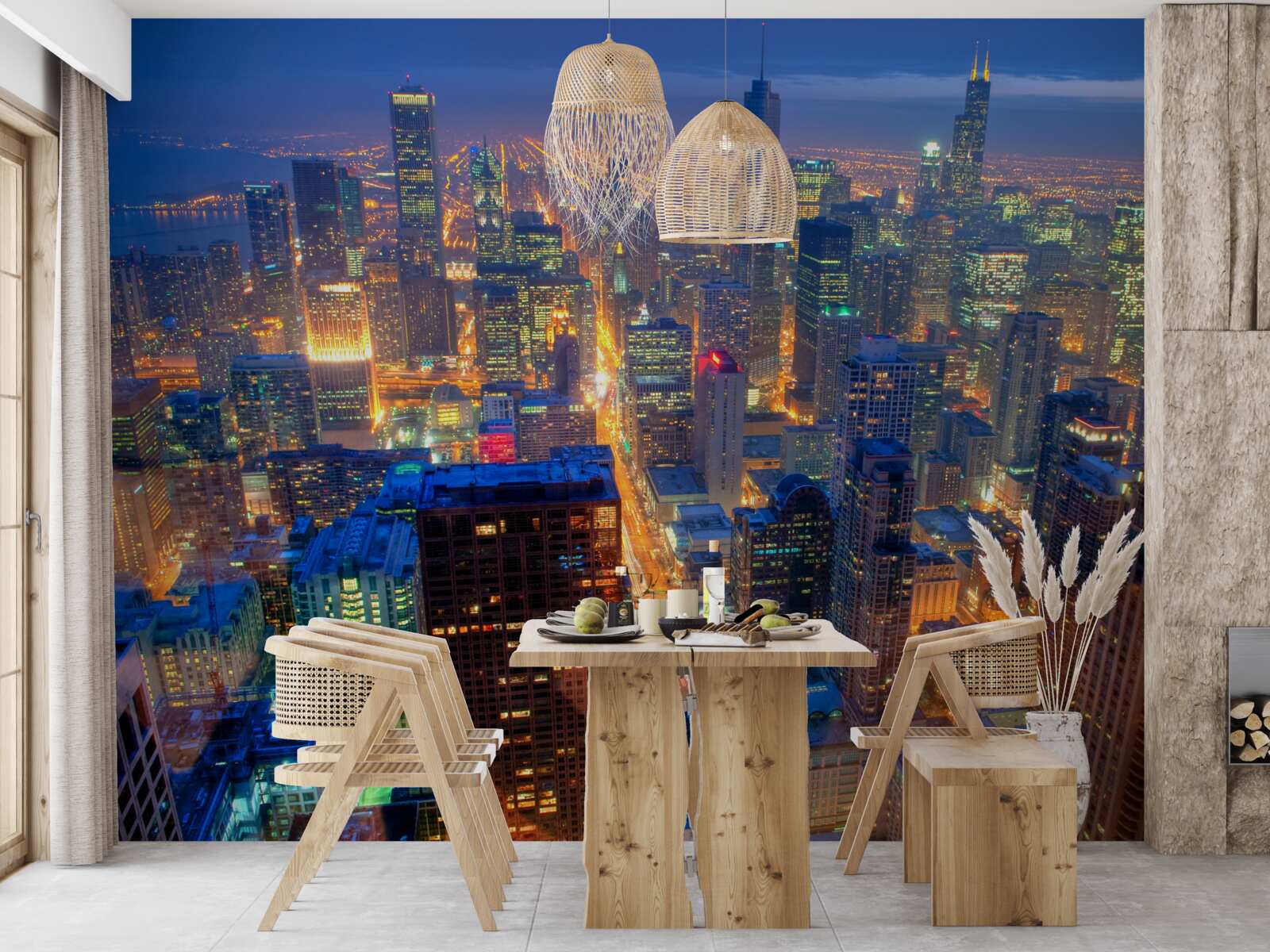 Фотошпалери Вогні Чикаго освітлюють вулиці