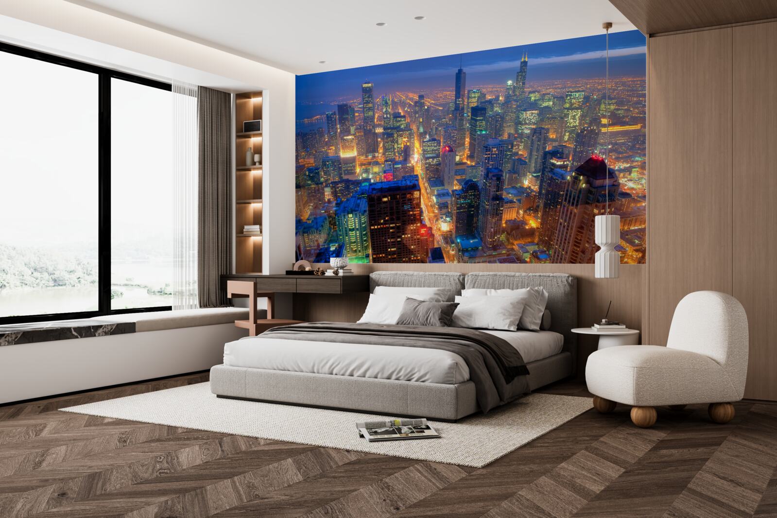 Фотошпалери Вогні Чикаго освітлюють вулиці