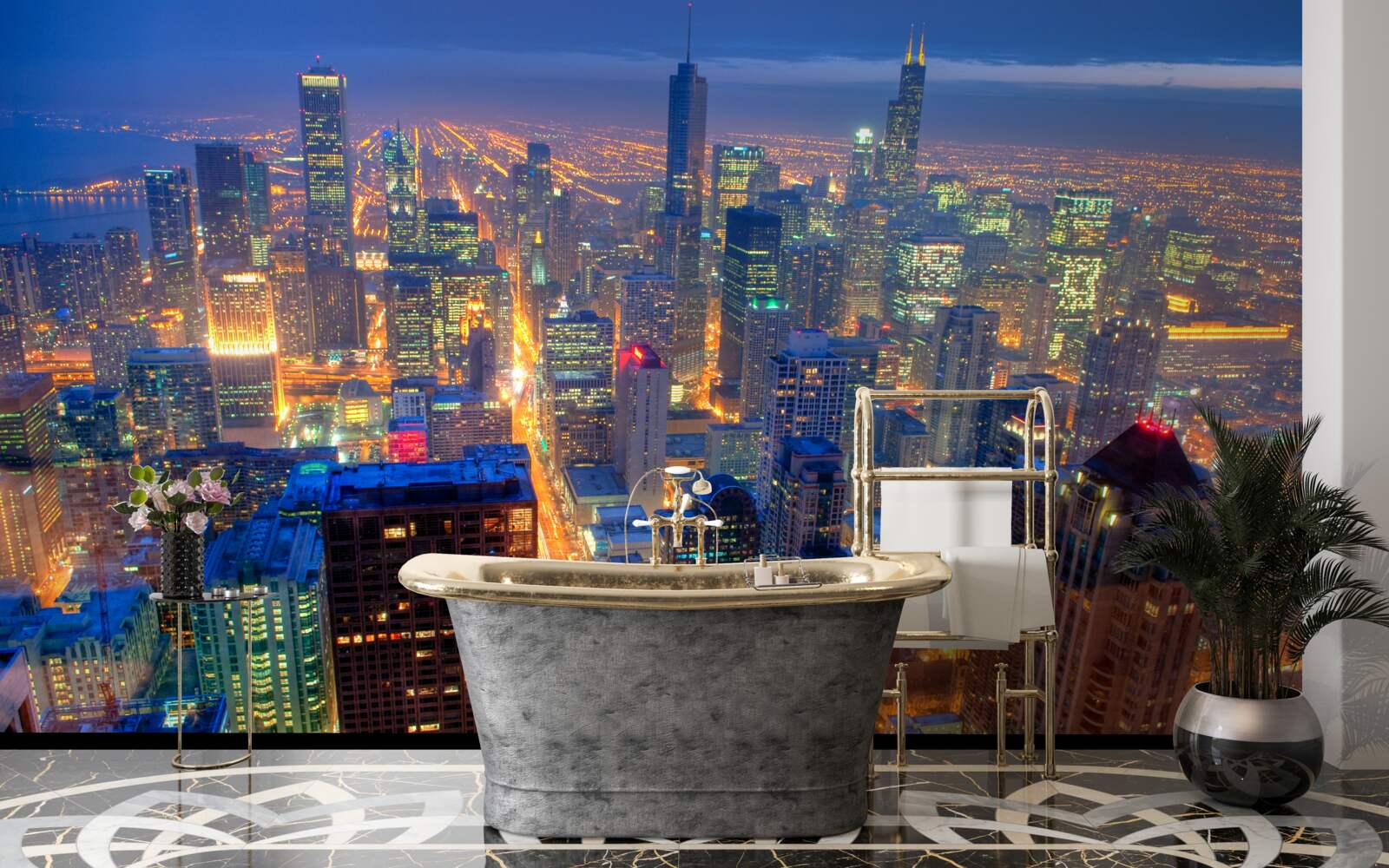 Фотошпалери Вогні Чикаго освітлюють вулиці