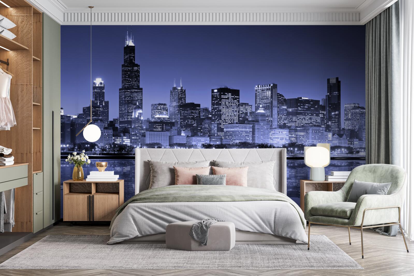 Фотошпалери нічний вид на чикаго