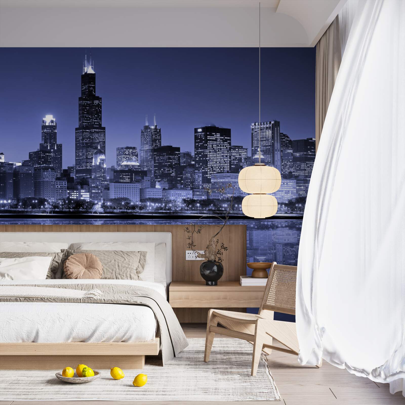 Фотошпалери нічний вид на чикаго