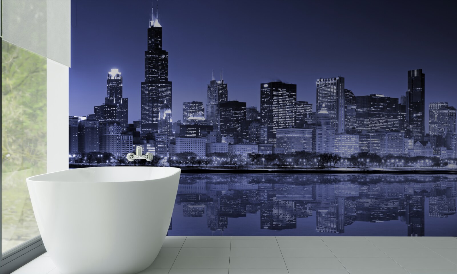 Фотошпалери нічний вид на чикаго