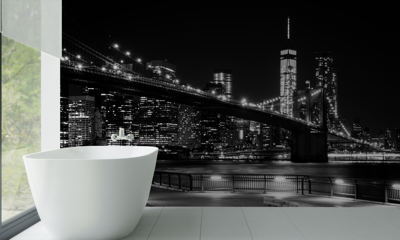 Фотошпалери Бруклінський міст і Мангеттен у чорно-білих тонах
