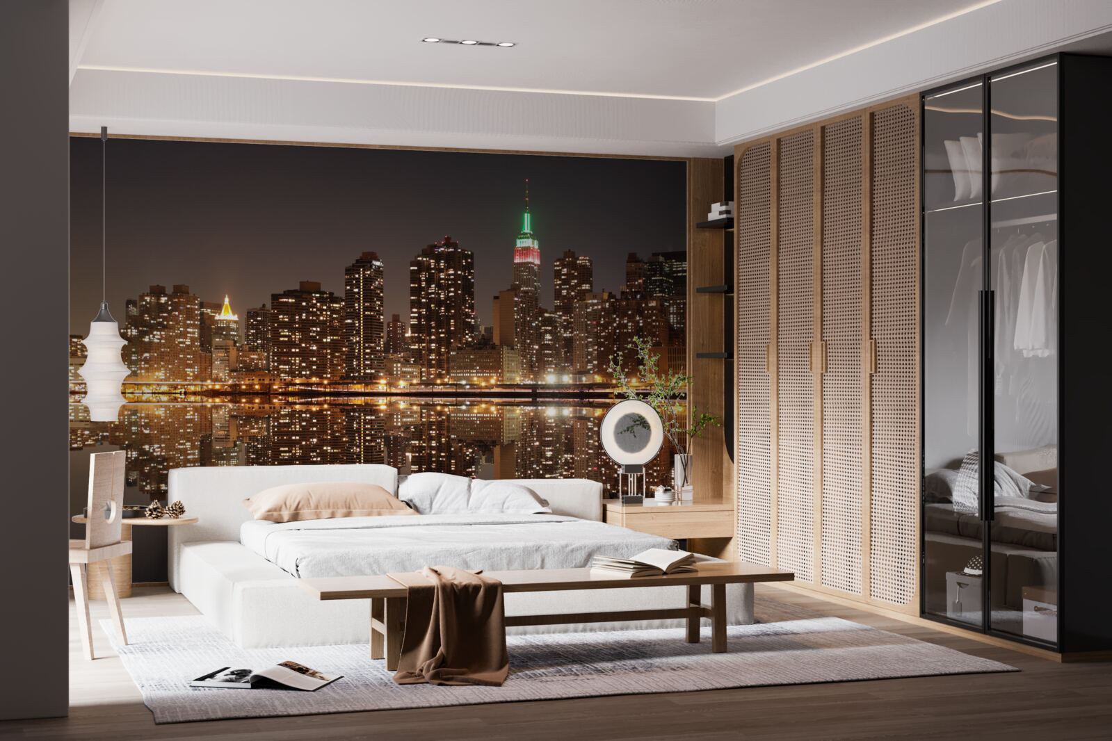 Фотошпалери відображення міста у воді схоже на дзеркало