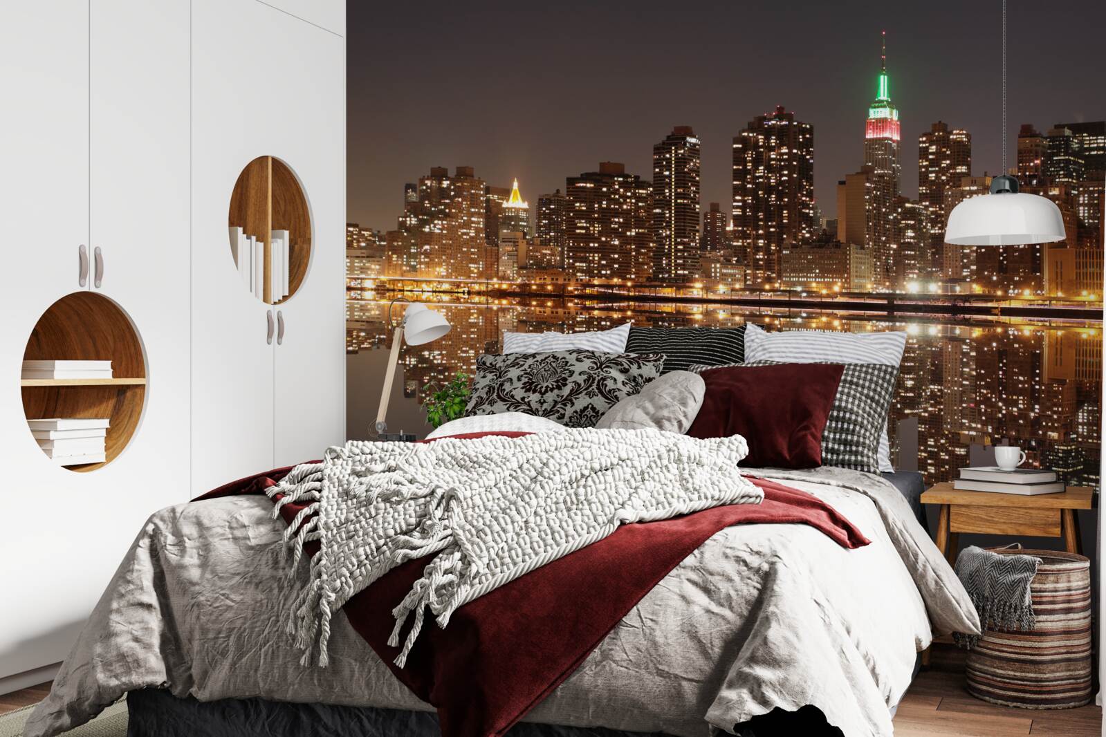 Фотошпалери відображення міста у воді схоже на дзеркало