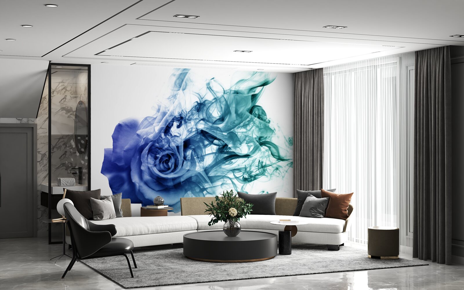 Фотошпалери блакитна троянда в серпанку небесної блакиті