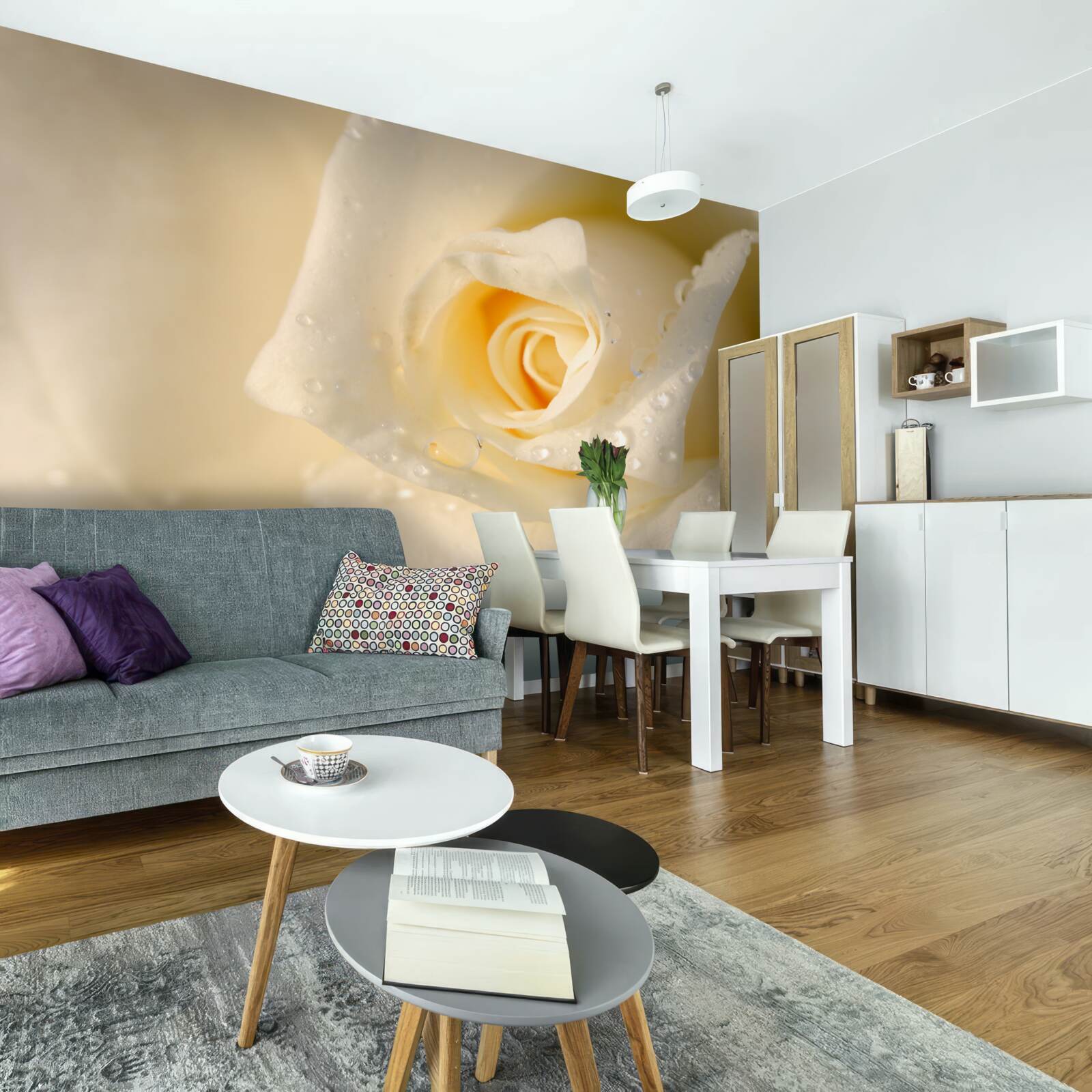 Фотошпалери росла краплями, пофарбована в білий колір