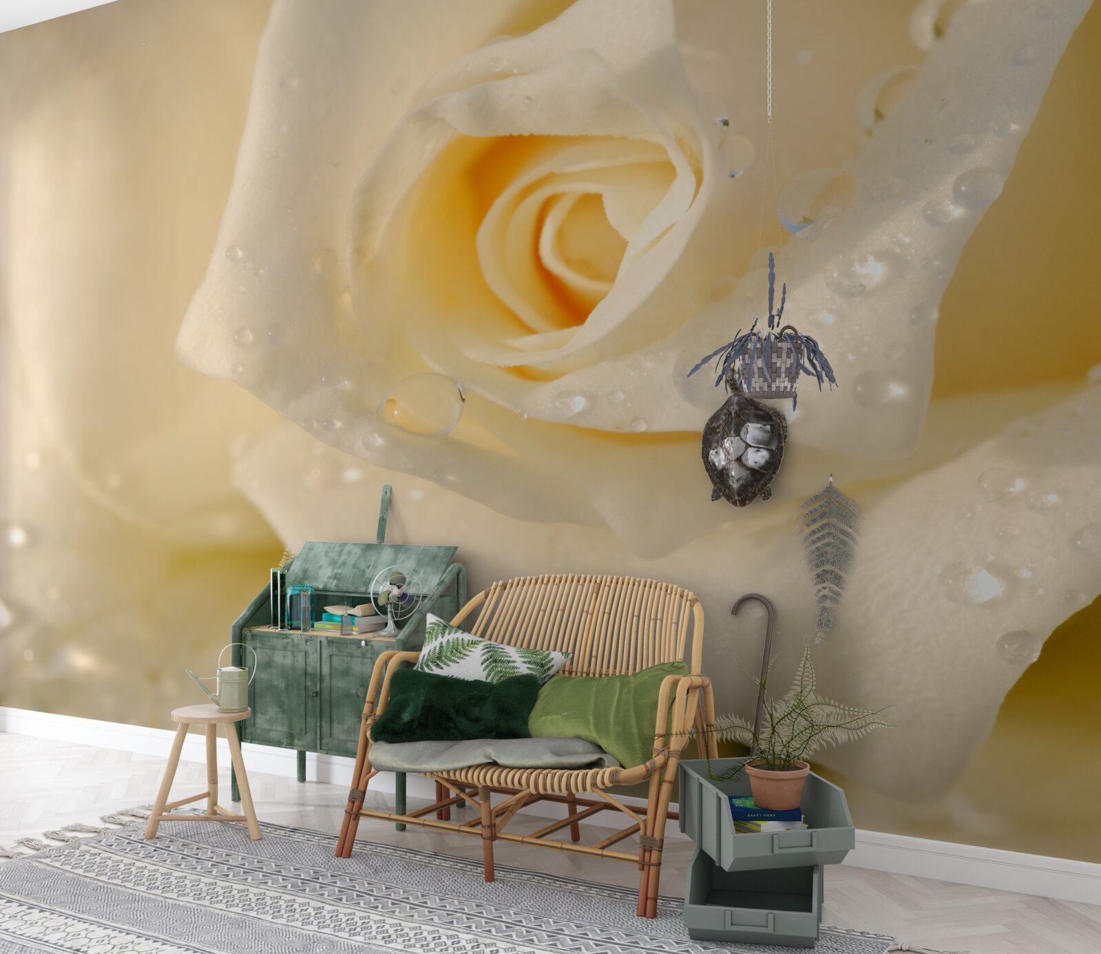 Фотошпалери росла краплями, пофарбована в білий колір