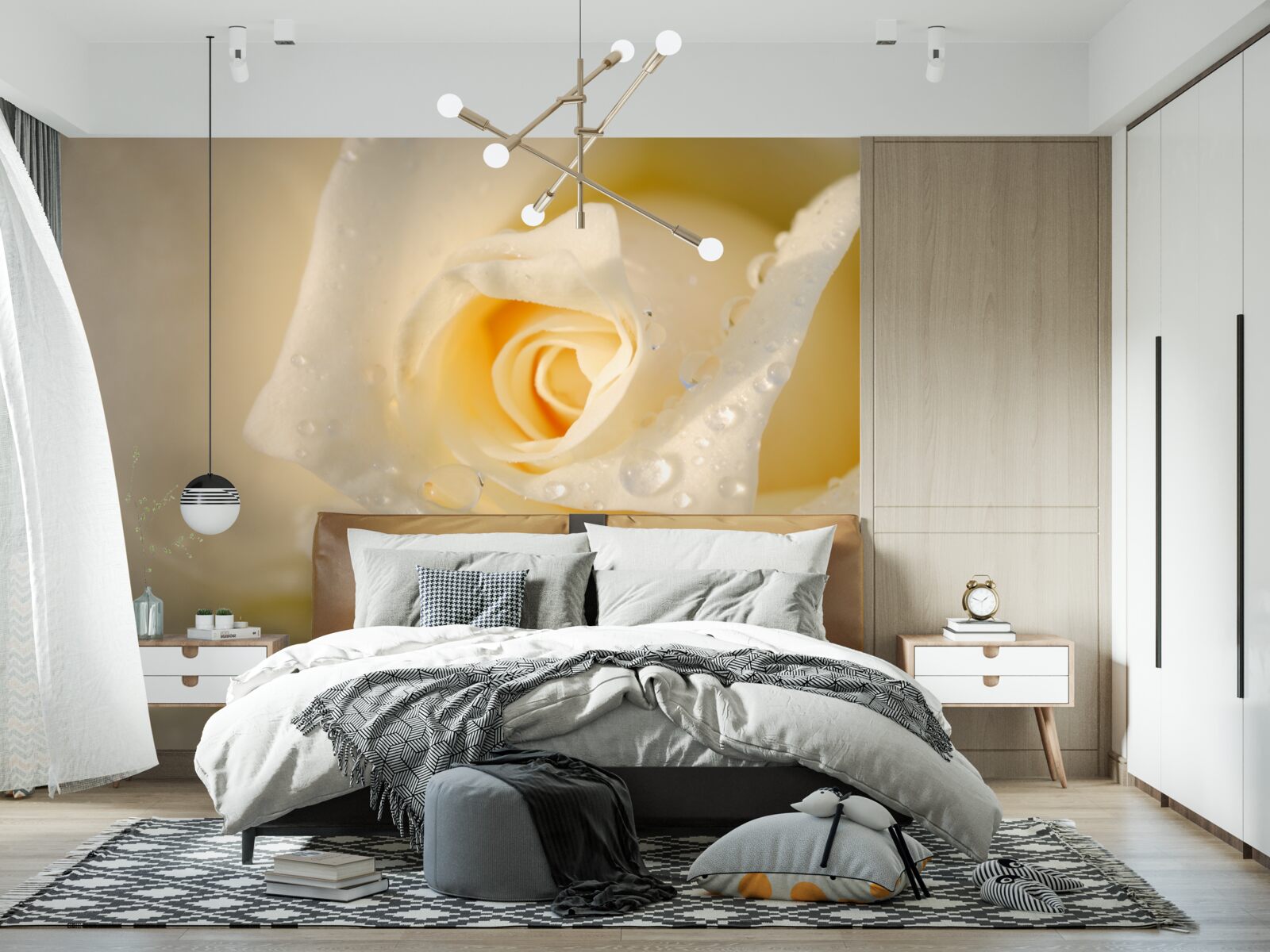 Фотошпалери росла краплями, пофарбована в білий колір